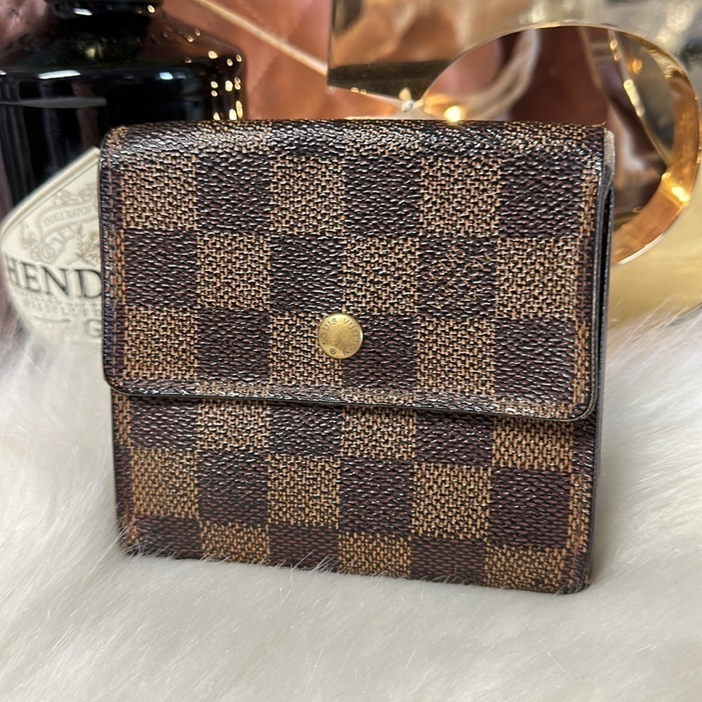 AUTHENTIC LOUIS VUITTON DAMIER PORTEFEIULLE ELISE TRIFOLD WALLET - Picture 3 of 12
